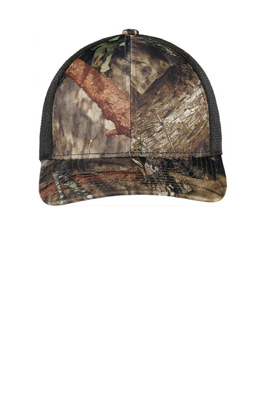 Port Authority Hats C892 Mens Performance Moisture Wicking Camouflage Mesh Back Snapback Hat Mossy Oak Break Up Country/Black Flat Front