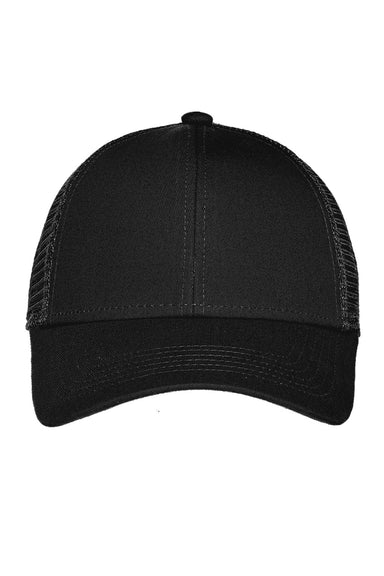 Port Authority Hats C911 Mens Adjustable Mesh Back Adjustable Hat Black Flat Front