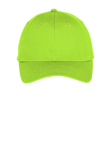 Port & Company Hats C914 Mens Twill Adjustable Hat Lime Green Flat Front