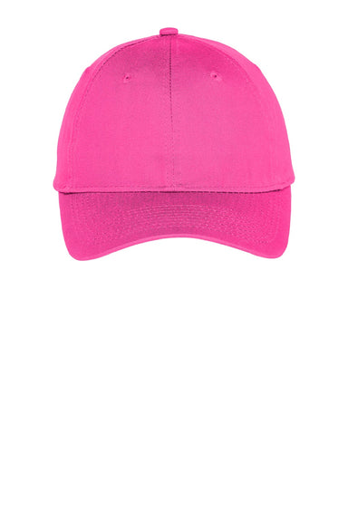 Port & Company Hats C914 Mens Twill Adjustable Hat Neon Pink Flat Front