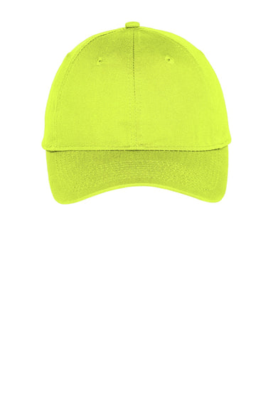 Port & Company Hats C914 Mens Twill Adjustable Hat Neon Yellow Flat Front
