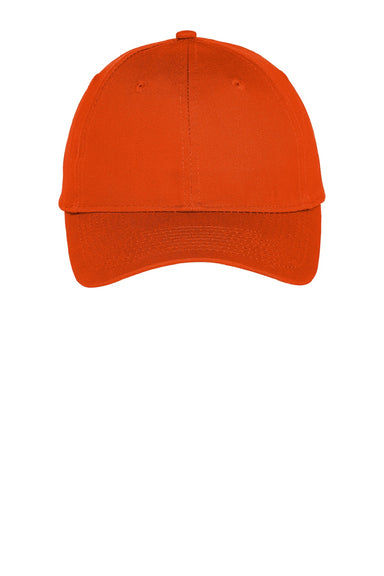 Port & Company Hats C914 Mens Twill Adjustable Hat Orange Flat Front
