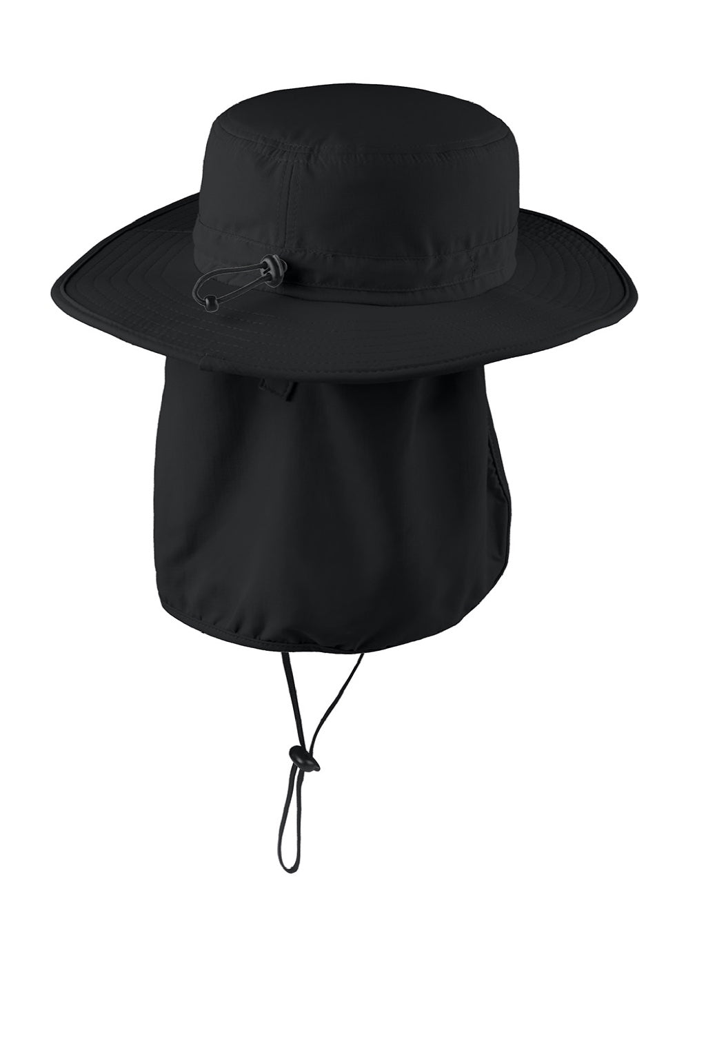 Port Authority Hats C920 Mens Moisture Wicking Wide Brim Hat Black Flat Back