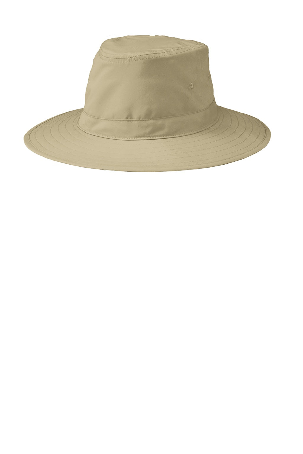 Port Authority Hats C921 Mens Wide Brim Moisture Wicking Hat Stone Flat Back