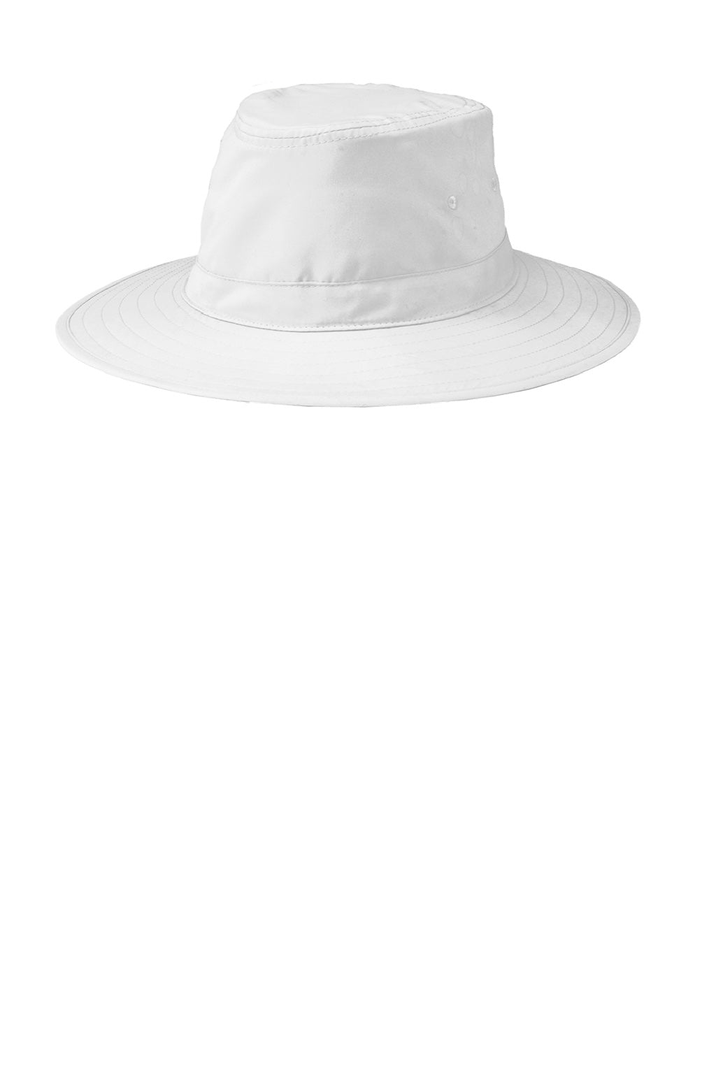 Port Authority Hats C921 Mens Wide Brim Moisture Wicking Hat White Flat Back