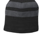 Port & Company Hats Unisex Fleece Lined Striped Beanie - Black/Athletic Oxford Grey