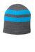 Port & Company Hats C922 Unisex Fleece Lined Striped Beanie Athletic Oxford Grey/Neon Blue Flat Front