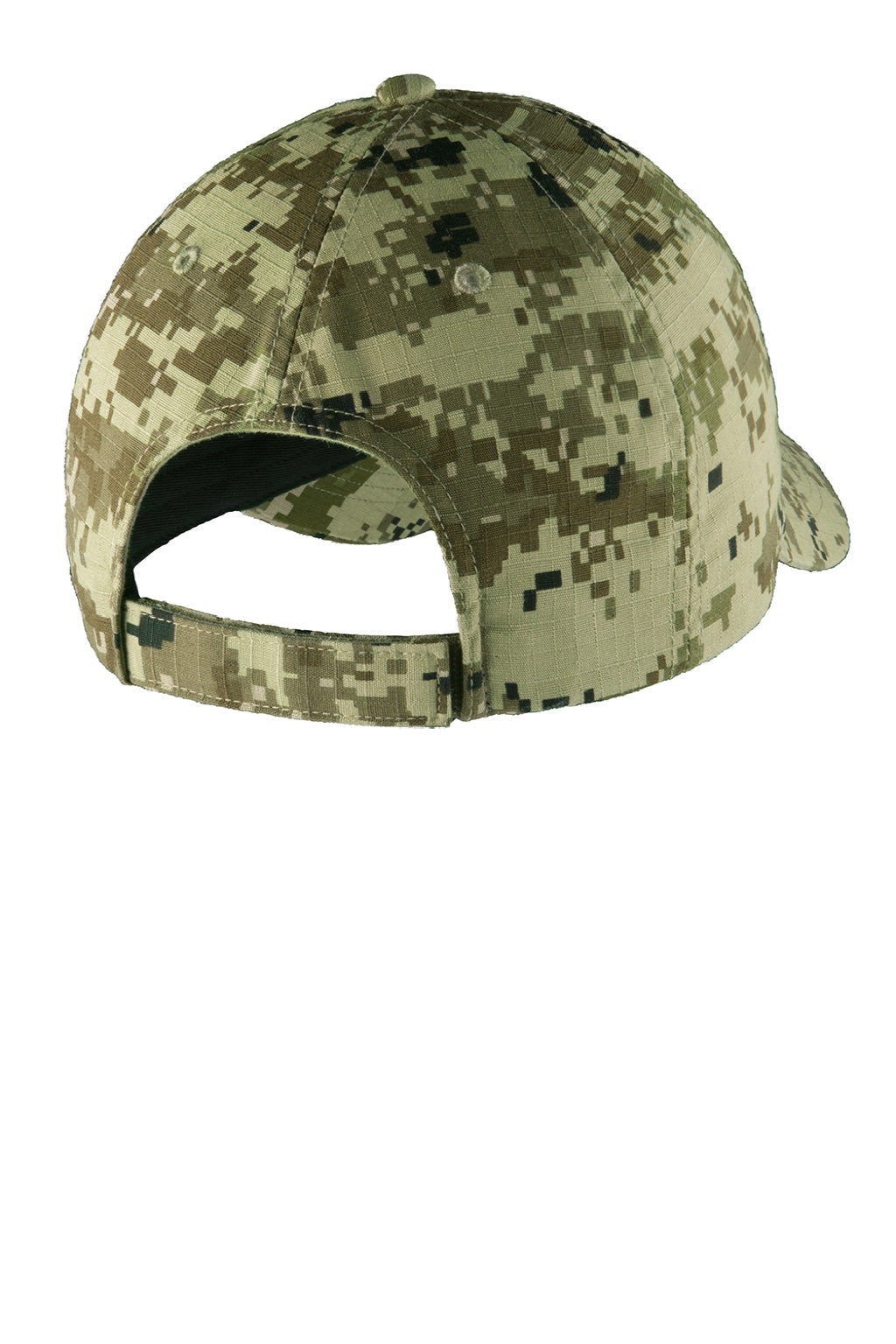 Port Authority Hats C925 Mens Digital Ripstop Camouflage Hat Green Camo Flat Back