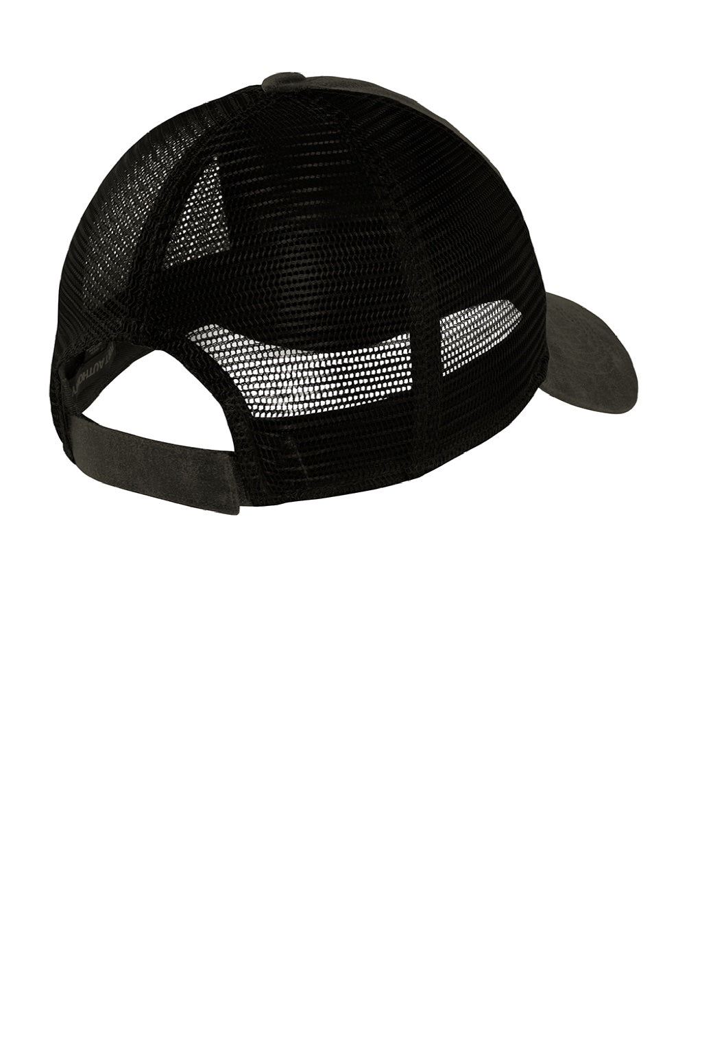 Port Authority Hats C927 Mens Pigment Print Mesh Back Adjustable Hat Black Flat Back
