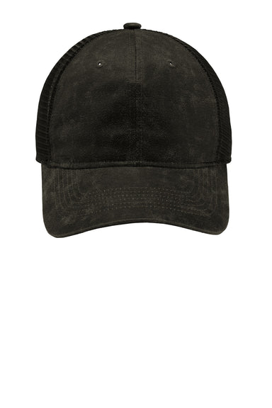 Port Authority Hats C927 Mens Pigment Print Mesh Back Adjustable Hat Olive Green Flat Front
