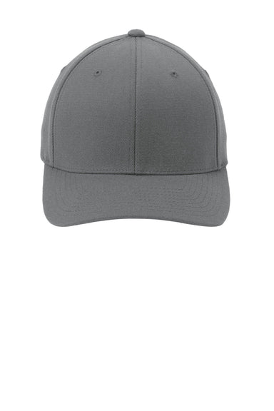 Port Authority Hats C928 Mens Wool Blend Flexfit Hat Grey Flat Front