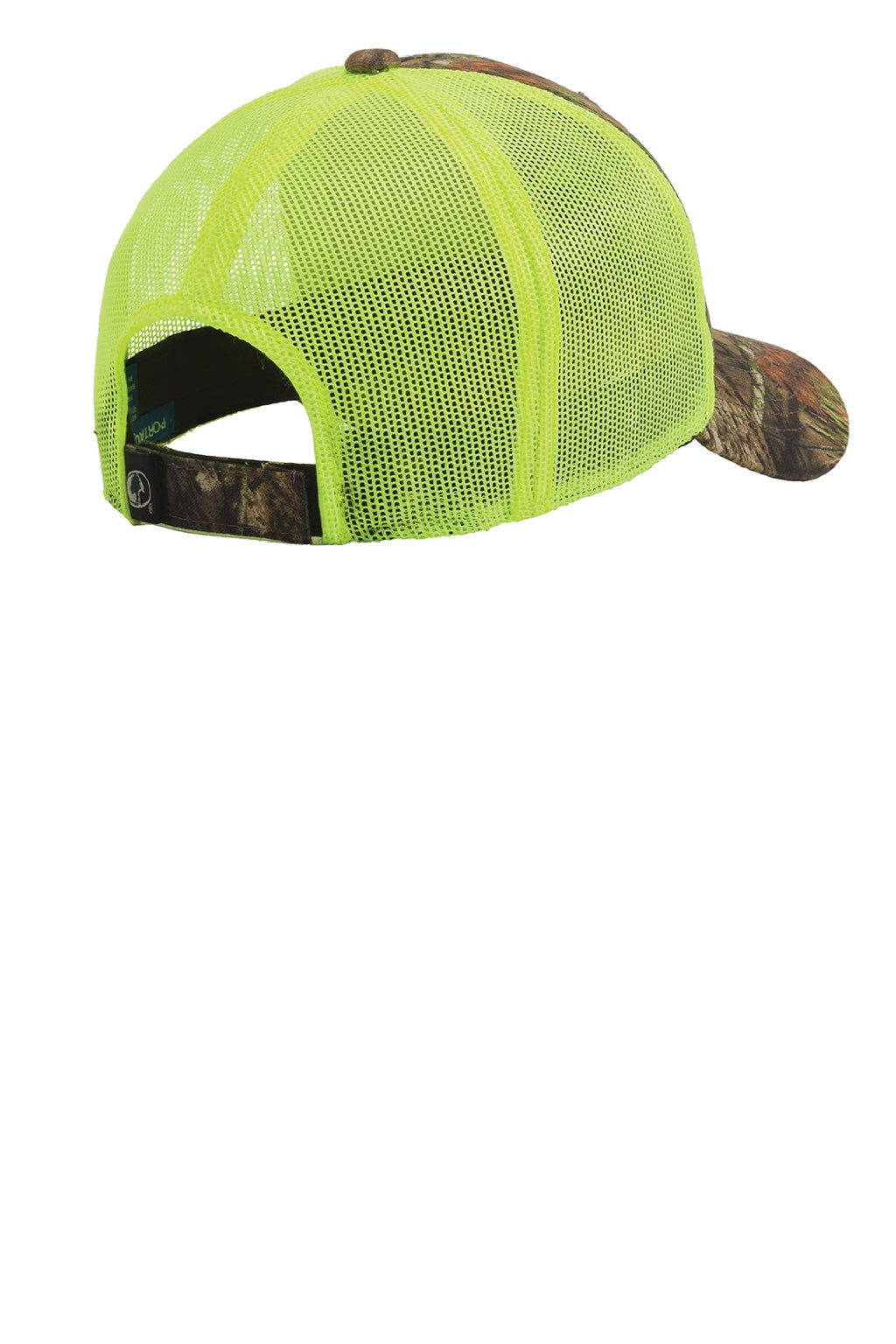 Port Authority Hats C930 Mens Camouflage Mesh Back Adjustable Hat Mossy Oak Break Up Country/Neon Yellow Flat Back