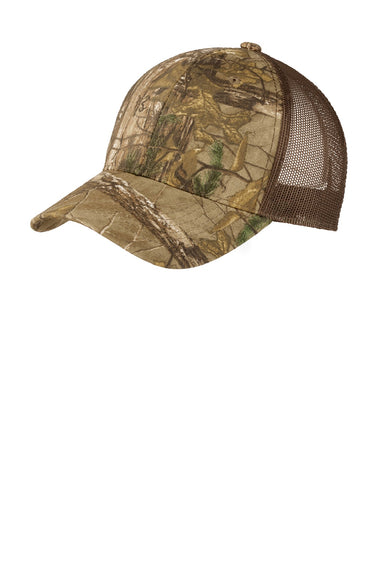 Port Authority Hats C930 Mens Camouflage Mesh Back Adjustable Hat Realtree Xtra/Brown Flat Front