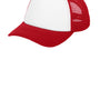 Port Authority Hats Mens Twill Foam Adjustable Trucker Hat - Ivory/Red
