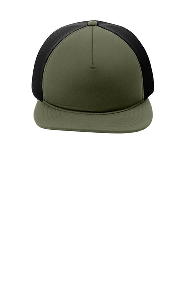 Port Authority Hats C937 Mens Foam Outdoor Flexfit Adjustable Hat Army Green/Black Flat Front