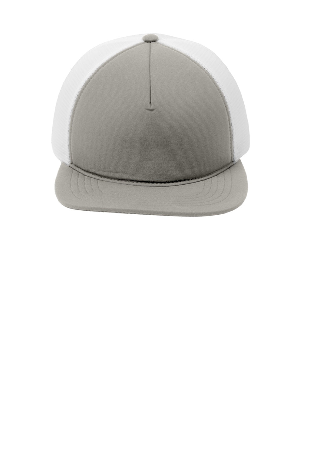 Port Authority Hats C937 Mens Foam Outdoor Flexfit Adjustable Hat Silver Grey/White Flat Front