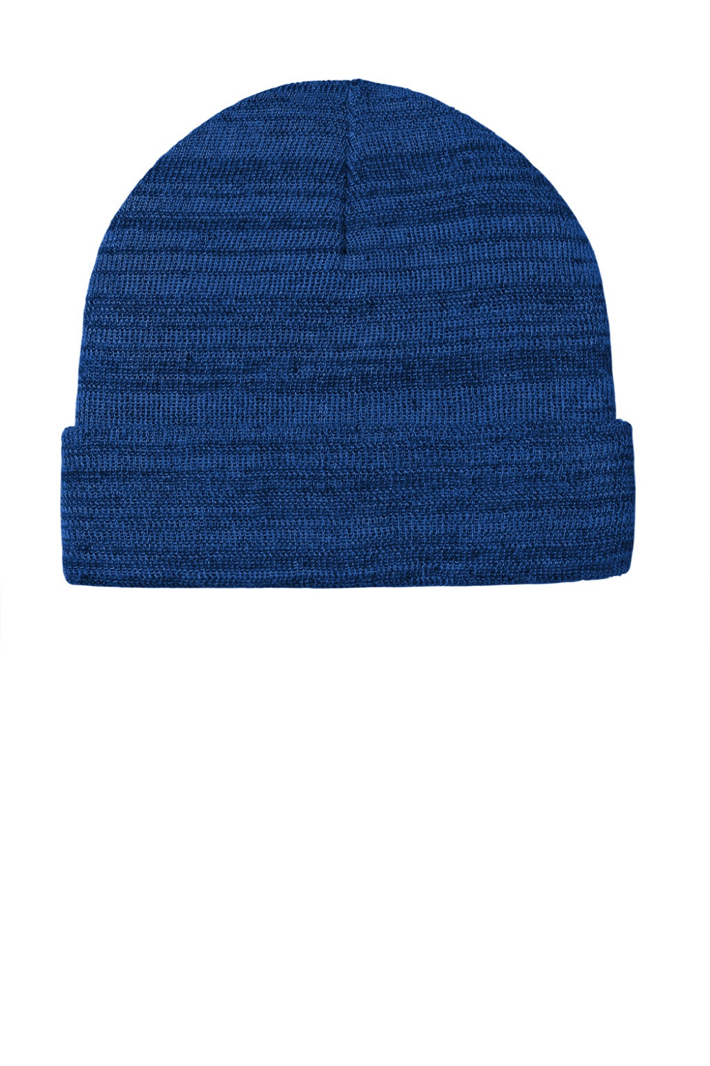Port Authority Hats C939 Unisex Knit Cuff Beanie Heather True Royal Blue Flat Front