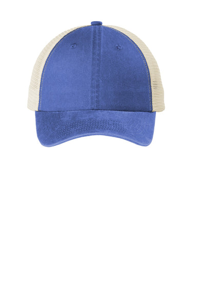 Port Authority Hats C943 Mens Beach Wash Mesh Back Adjustable Hat Blue Moon/Stone Flat Front