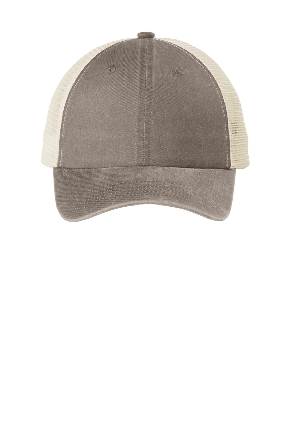 Port Authority Hats C943 Mens Beach Wash Mesh Back Adjustable Hat Taupe/Stone Flat Front