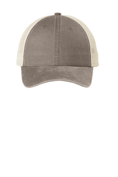 Port Authority Hats C943 Mens Beach Wash Mesh Back Adjustable Hat Taupe/Stone Flat Front