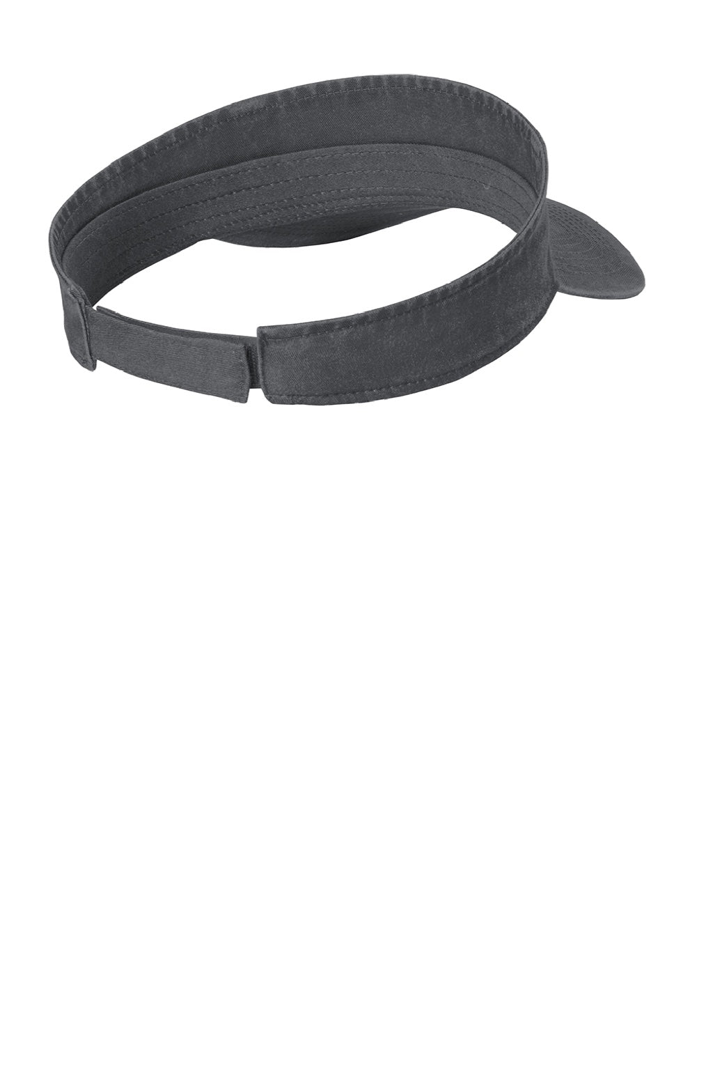 Port Authority Hats C944 Mens Beach Wash Adjustable Visor Coal Grey Flat Back