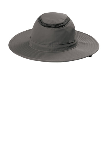 Port Authority Hats C947 Mens Moisture Wicking Ventilated Wide Brim Hat Sterling Grey Flat Front