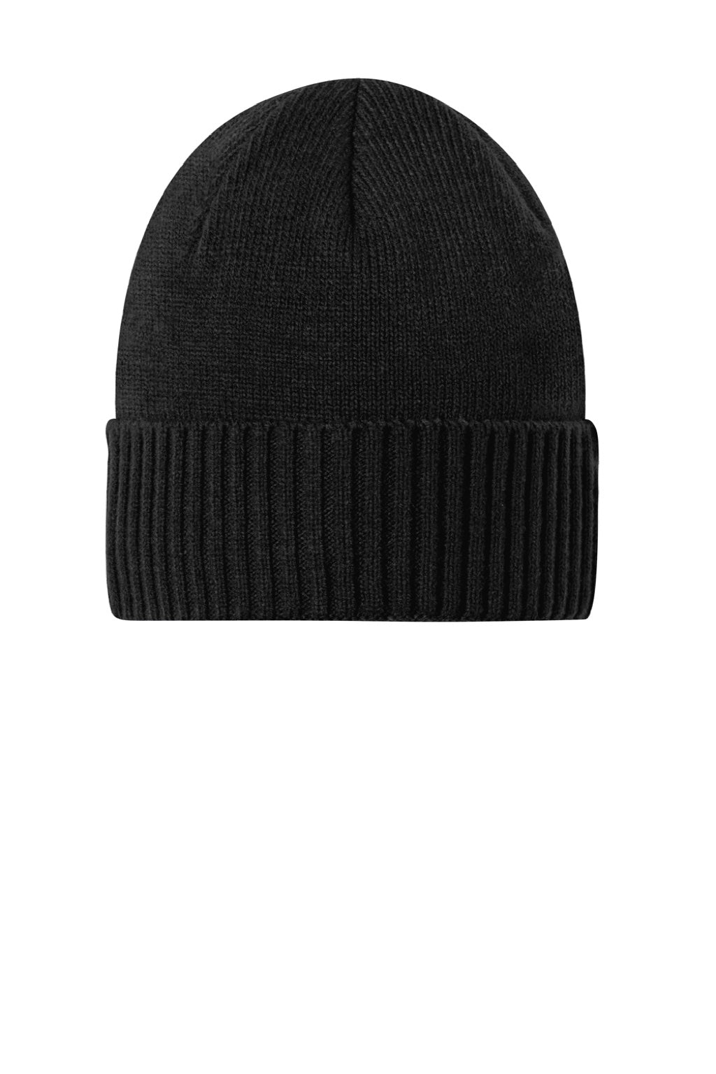 Port Authority Hats C951 Unisex Rib Knit Cuff Beanie Deep Black Flat Front