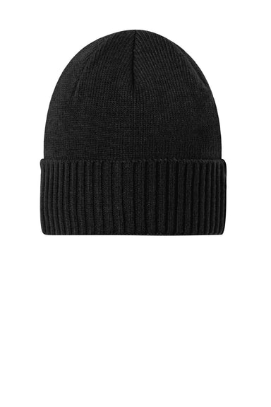 Port Authority Hats C951 Unisex Rib Knit Cuff Beanie Deep Black Flat Front