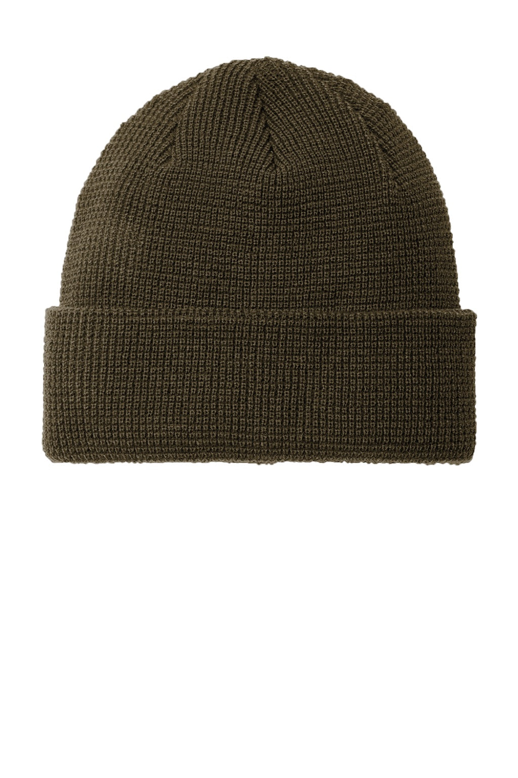 Port Authority Hats C955 Unisex Thermal Knit Cuffed Beanie Olive Green Flat Front