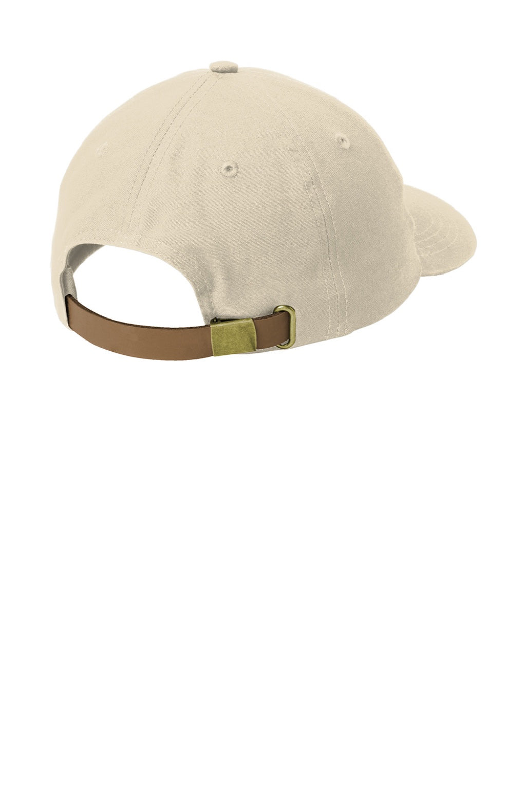 Port Authority Hats C963 Mens Adjustable Leather Strap Hat Khaki Brown Flat Back
