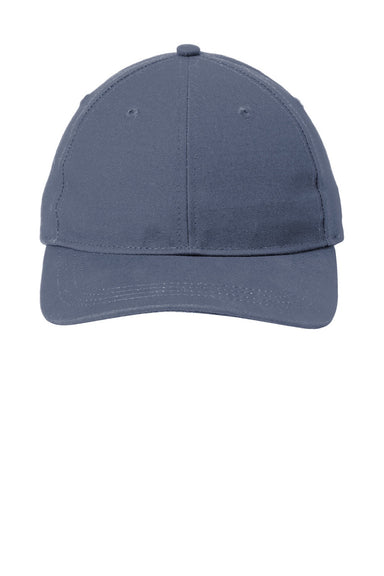 Port Authority Hats C963 Mens Adjustable Leather Strap Hat Regatta Blue Flat Front