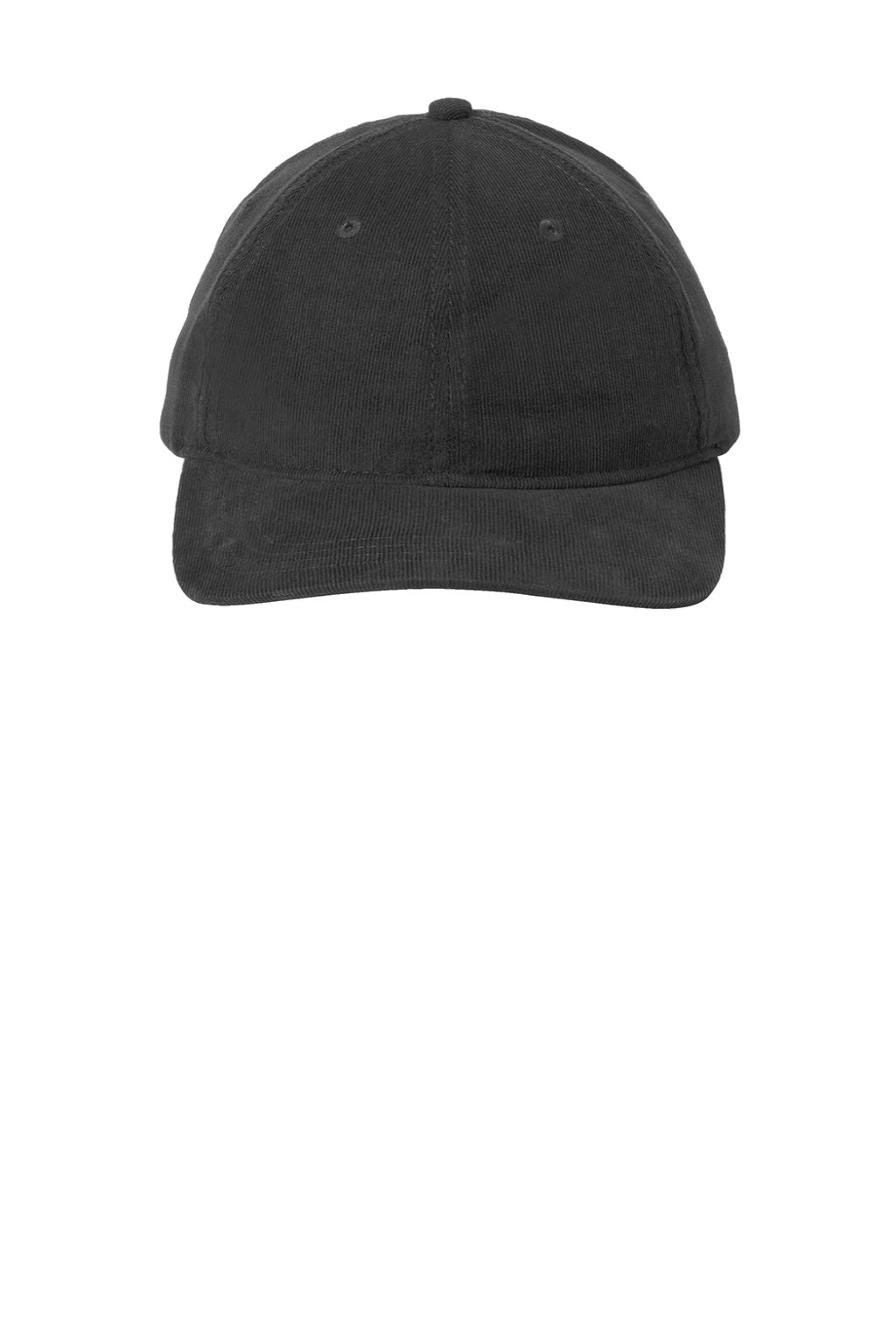 Port Authority Hats C973 Mens Light Corduroy Adjustable Dad Hat Deep Black Flat Front