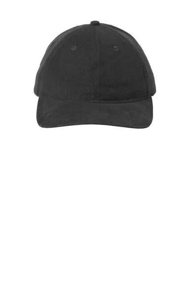 Port Authority Hats C973 Mens Light Corduroy Adjustable Dad Hat Deep Black Flat Front