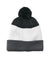 Port Authority Hats C979 Unisex Cozy Striped Pom Beanie Storm Grey/Marshmallow White/Heather Charcoal Grey Flat Front
