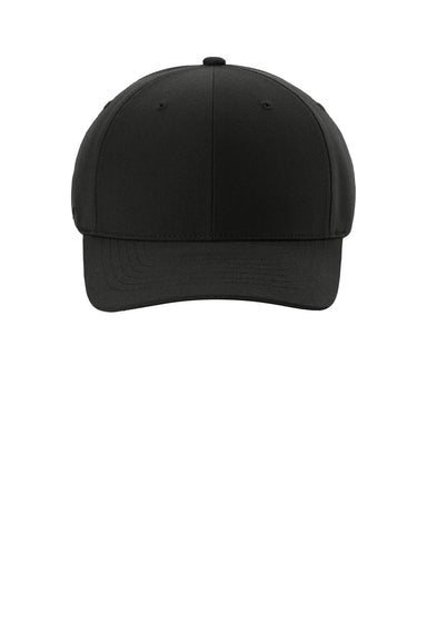 Port Authority Hats C988 Mens NU Moisture Wicking Flexfit Hat Deep Black Flat Front