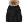 Port Authority Hats Mens Faux Fur Pom Beanie - Deep Black - COMING SOON