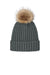 Port Authority Hats C990 Mens Faux Fur Pom Beanie Storm Grey Flat Front
