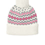 Port Authority Hats Mens Alpine Pom Beanie - Marshmellow White/Awareness Pink/Gusty Grey - COMING SOON