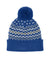 Port Authority Hats C991 Mens Alpine Pom Beanie True Royal Blue/Gusty Grey/Marshmellow White Flat Front
