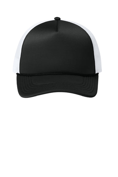 Port Authority Hats C993 Mens Foam Truck'N Hat Deep Black/Deep Black/White Flat Front