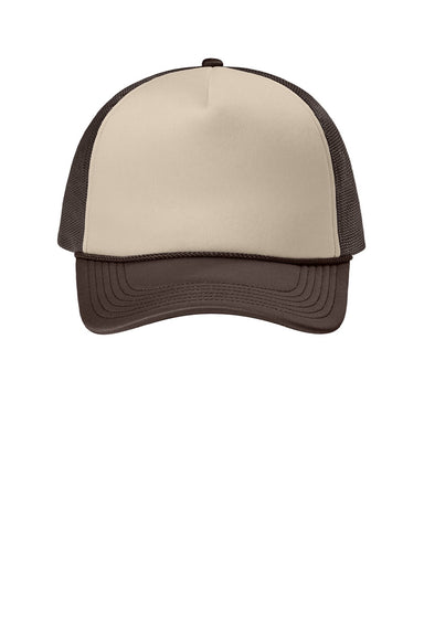 Port Authority Hats C993 Mens Foam Truck'N Hat Stone/Coffee Bean Brown/Coffee Bean Brown Flat Front