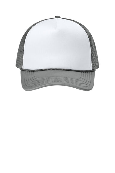 Port Authority Hats C993 Mens Foam Truck'N Hat White/Deep Smoke Grey/Deep Smoke Grey Flat Front