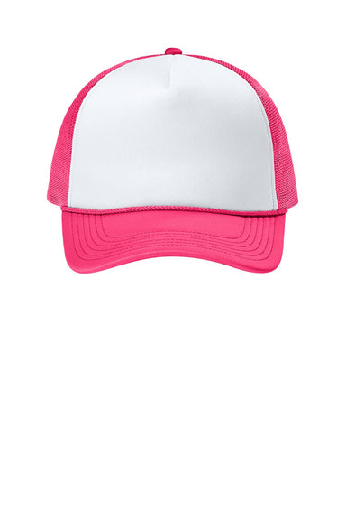 Port Authority Hats C993 Mens Foam Truck'N Hat White/Neon Pink/Neon Pink Flat Front