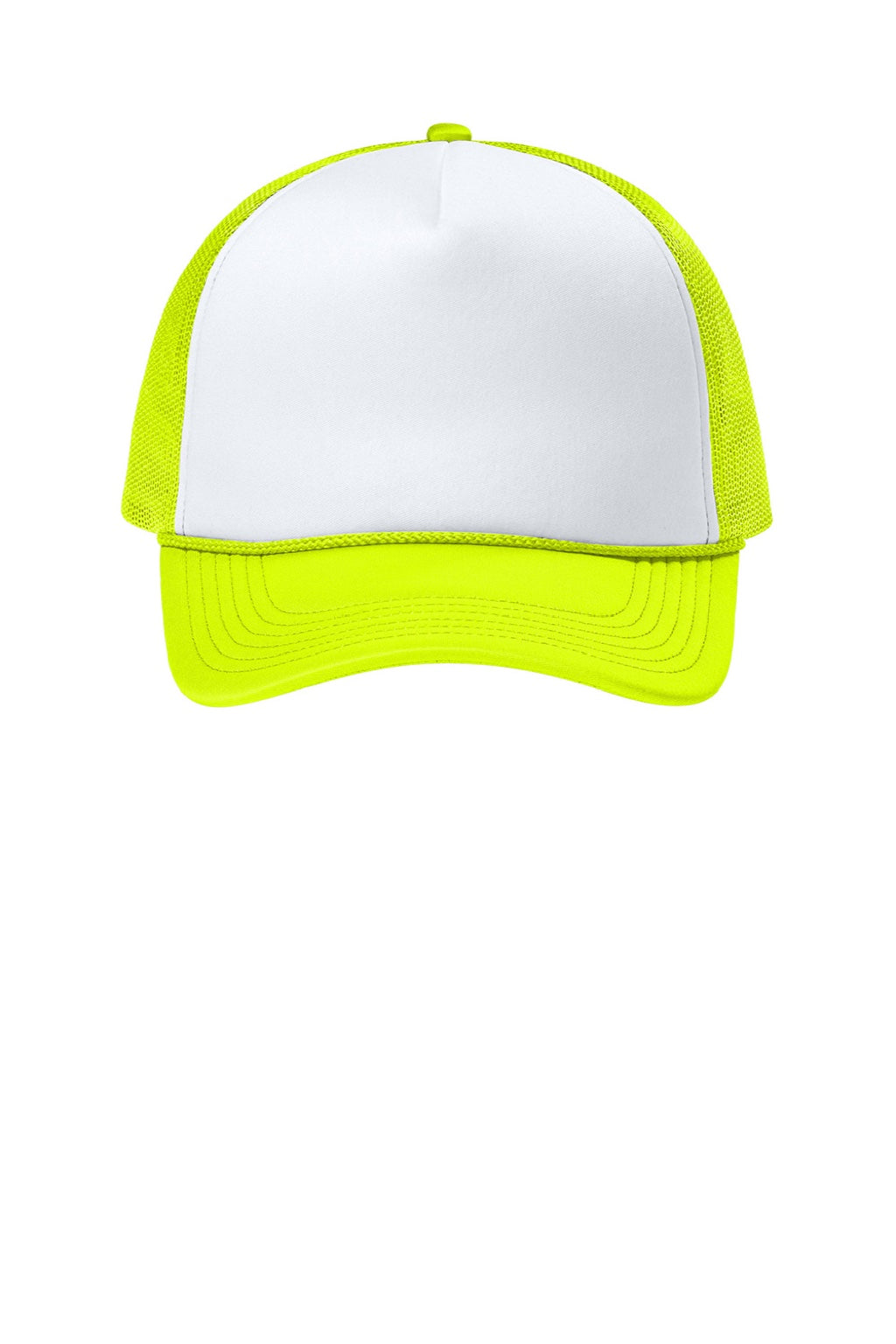 Port Authority Hats C993 Mens Foam Truck'N Hat White/Neon Yellow/Neon Yellow Flat Front