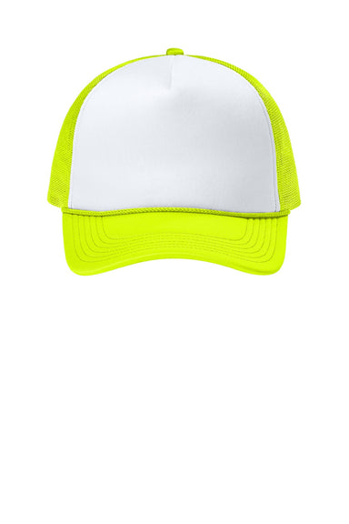 Port Authority Hats C993 Mens Foam Truck'N Hat White/Neon Yellow/Neon Yellow Flat Front