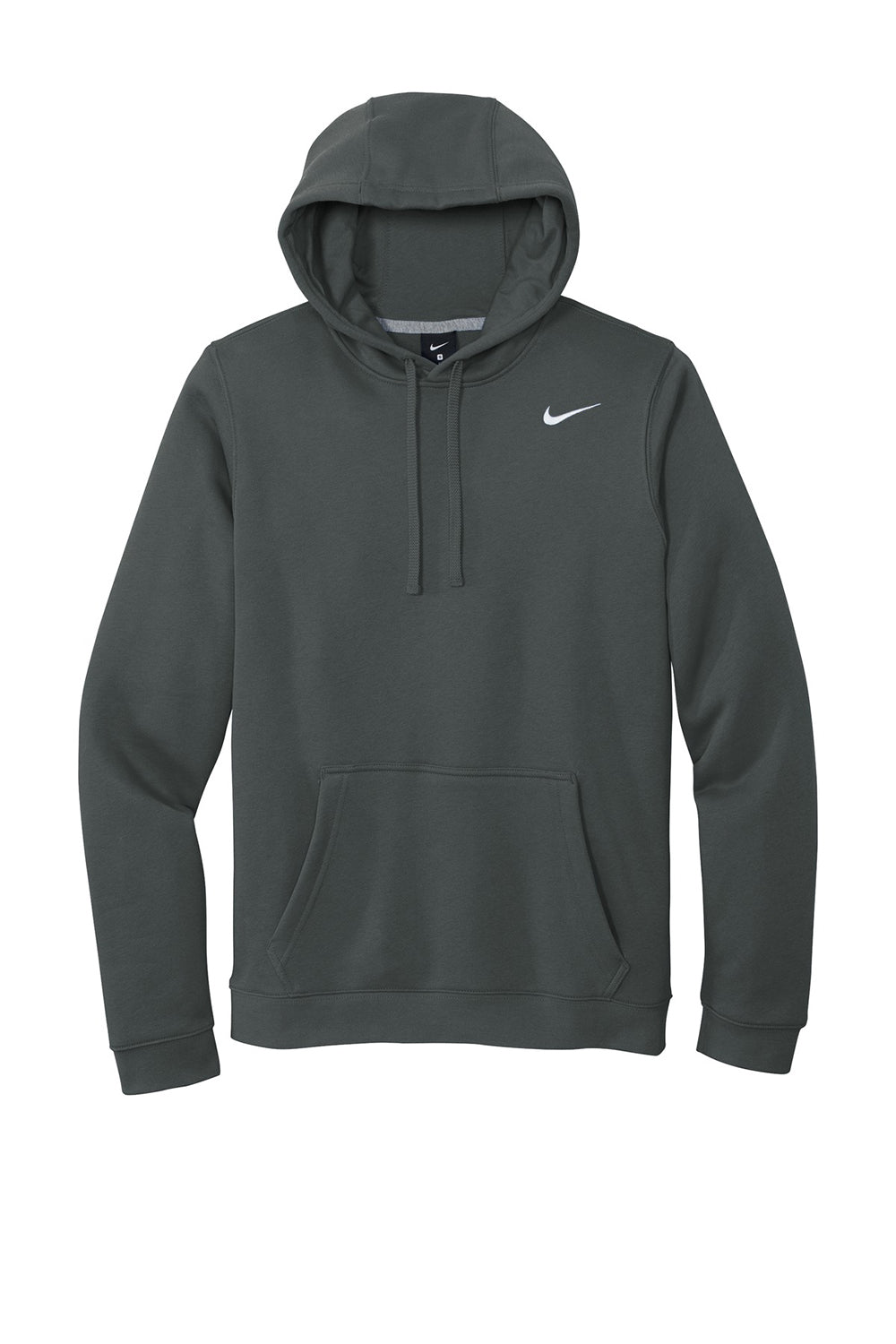 Nike CJ1611 Mens Club Fleece Hooded Sweatshirt Hoodie Anthracite Grey Flat Front
