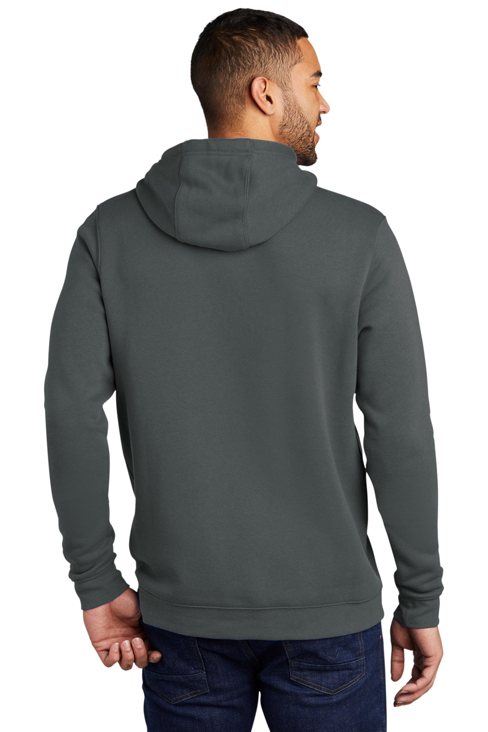 Nike CJ1611 Mens Club Fleece Hooded Sweatshirt Hoodie Anthracite Grey Model Back