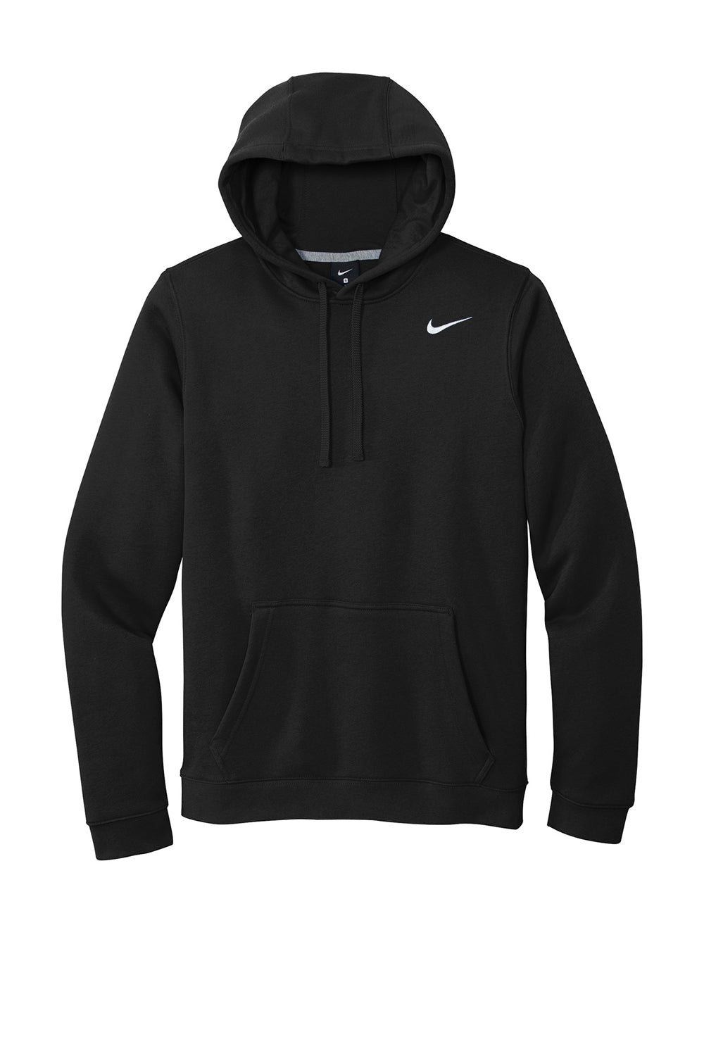 Nike CJ1611 Mens Club Fleece Hooded Sweatshirt Hoodie Black Flat Front