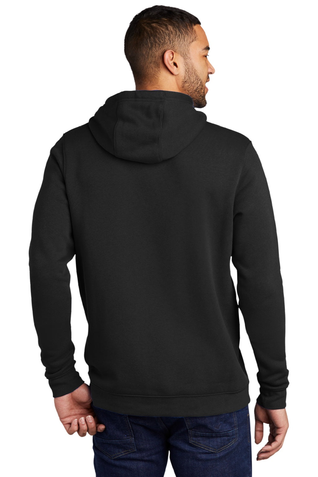 Nike CJ1611 Mens Club Fleece Hooded Sweatshirt Hoodie w/ Pouch Pocket Black Model Back