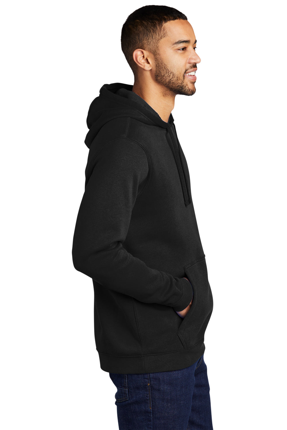Nike CJ1611 Mens Club Fleece Hooded Sweatshirt Hoodie Black Model Side